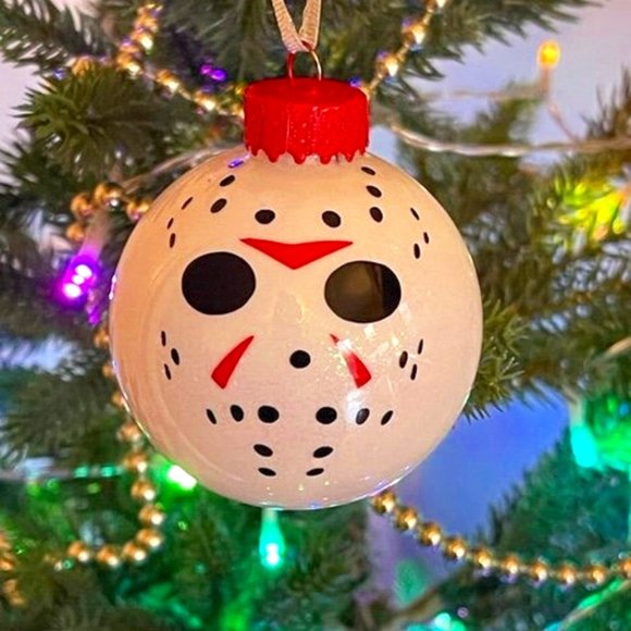 Handmade Friday the 13th Jason Vorhees Hockey Mask Horror Christmas Ornament - Picture 1 of 4